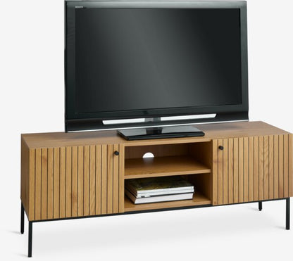 TV-omarica HEMDRUP 2 vrata barva toplega hrasta/črna